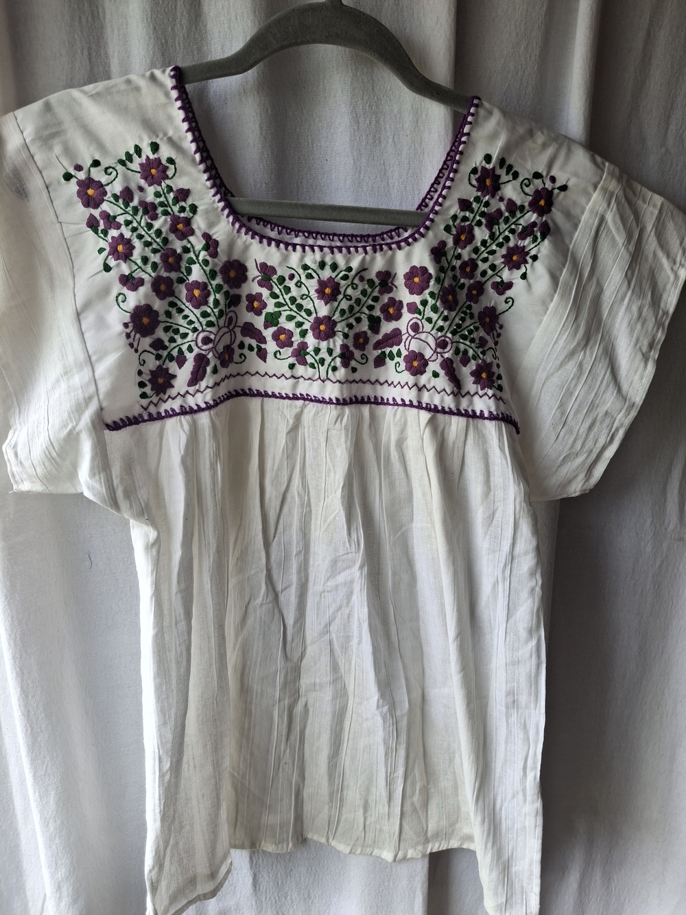 Embroidered Cotton Blouse Short Sleeves